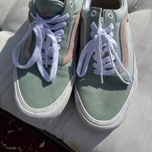 Vans Mint Green and Beige Sneakers